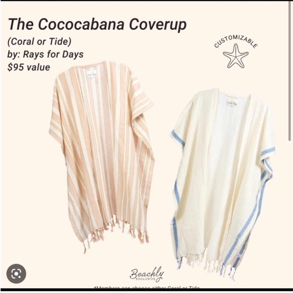 Rays for Days CocoCabana 100% Cotton Cover/Kimono in Coral Stripe - OS- EUC - Picture 6 of 8